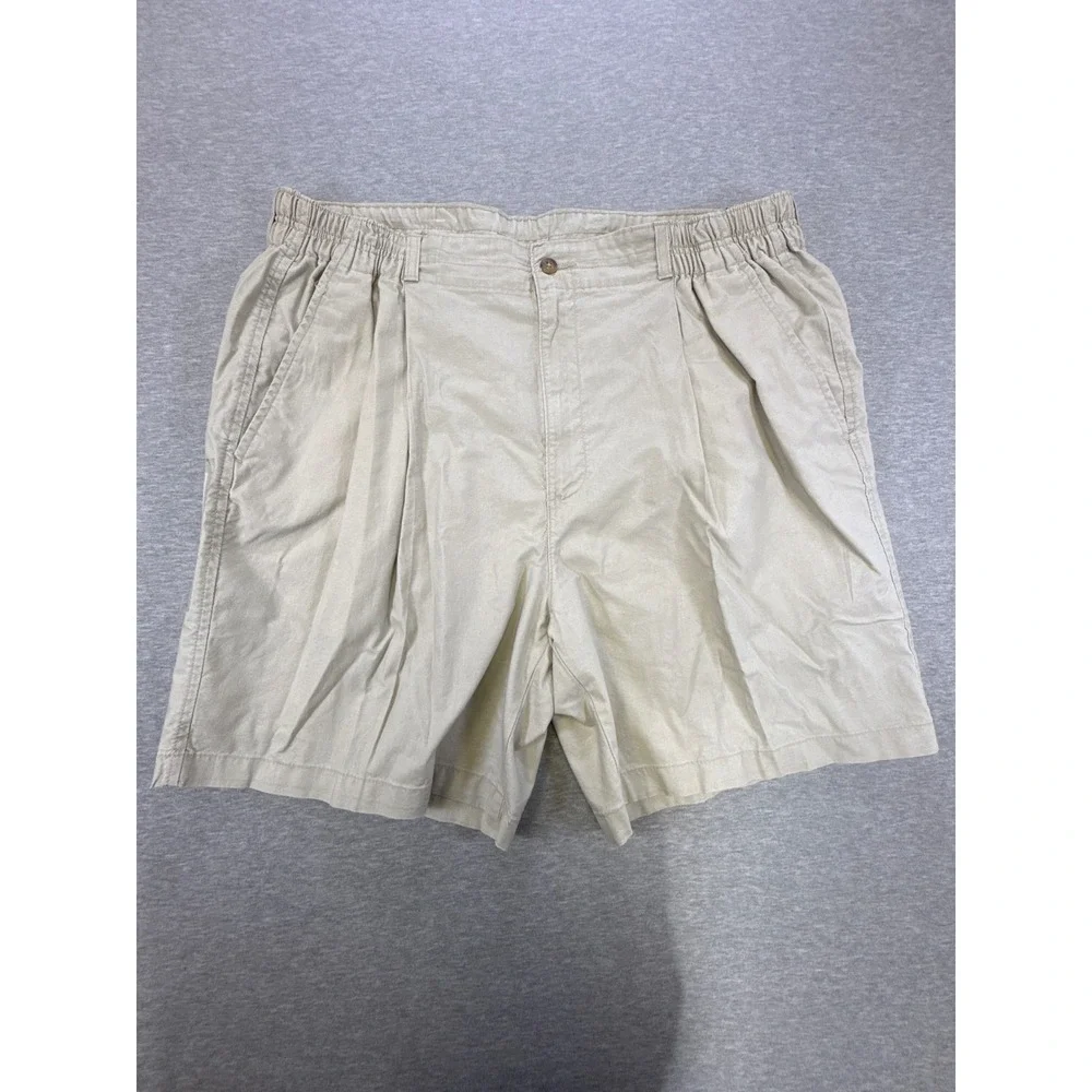 Farah Royal Palm Mens Khaki Pleated Side Elastic Cotton‎ Shorts Size 40 NWT